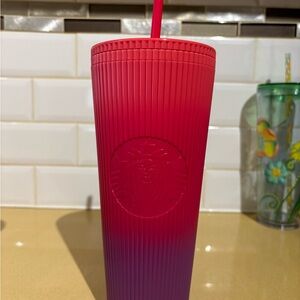 Starbucks Tumbler 2025 Ribbed Pink Purple Passion Red Popping Ombre Logo Limited